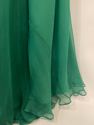 Alexander Mcqueen Green Silk Bandeau Pleated Maxi Dress Size IT 42 (UK 10)