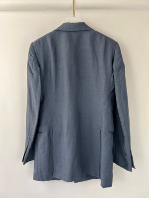 Celine Navy Long-Sleeve Linen Blazer Size FR 36 (UK 8)