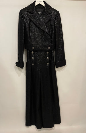 Chanel Black Long Sleeve Embellished Jacket with Matching Jumpsuit Set Size FR 34 (UK 6)