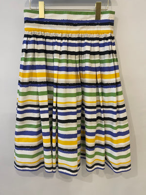 Dolce 
Gabbana Multicolour Cotton Striped Midi Skirt Size IT 44 (UK 12)