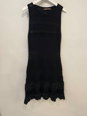 Roberto Cavalli Black Mini Dress with Gold Thread Detailing Size IT 42 (UK 10)