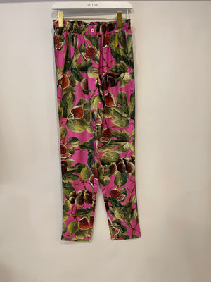 *HOT* Dolce 
Gabbana Pink Fig Printed Silk Trousers and Shirt Set Size IT 36/38 (UK 4/6) RRP £2,650