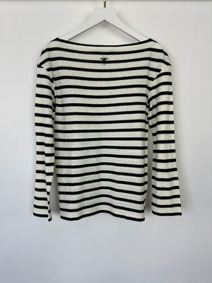 Christian Dior Navy 
White Striped Long Sleeve Top Size XS (UK 6)