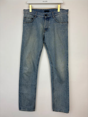 Prada Men
s Blue Stone Wash Slim Jeans Size 32