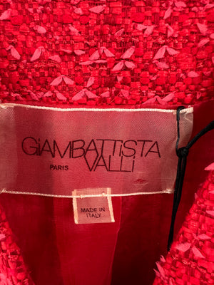 Giambattista Valli Red Tweed Long Jacket with Pocket Detail IT 38 (UK 6)