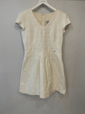 Chanel White Mini Dress With Floral Sequin Detail Size FR 42 (UK 14)