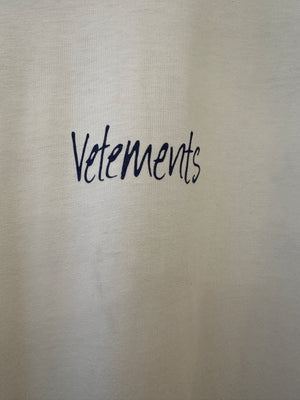 Vetements White Unisex T-Shirt with Logo and Back Detail Size S (UK 8)