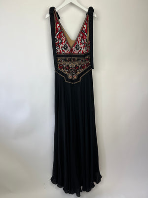 Elie Saab Black Floral Embellished Maxi Gown Size 34 (UK 6)