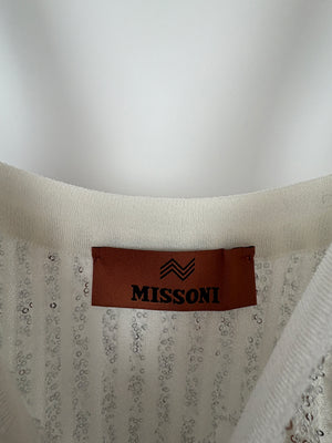 Missoni White Knit Sleeveless Mini Dress with Sequin Details IT 40 (UK 8)