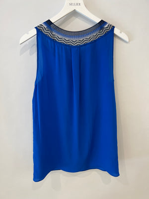 Missoni Electric Blue Silk Top with Collar Details Size IT 38 (UK 6)