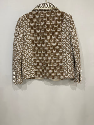 Louis Vuitton Beige Plaid Printed Jacket with Sequin Embellishments and Pockets Size FR 38 (UK 10)