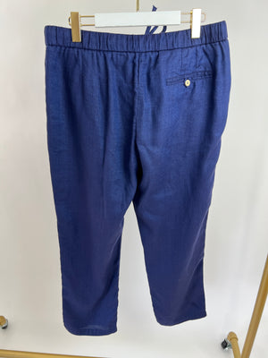 Frescobol Carioca Navy Linen Menswear Trousers Size UK 36