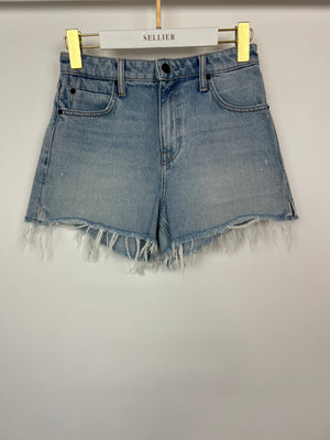 Alexander Wang Light Washed Blue Denim Shorts with Distressed Hem Details Size 25 (UK 6)