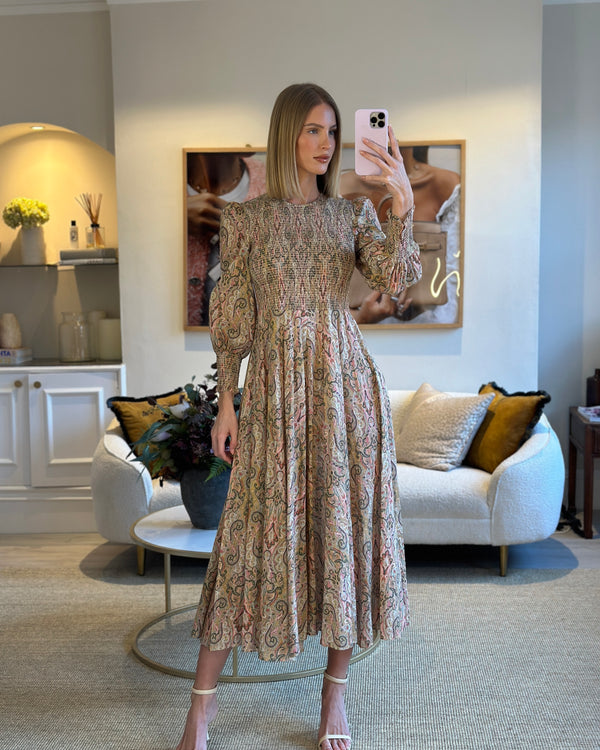 Zimmermann Pink Long Sleeve Paisley Print Maxi Dress Size 2 (UK 12)