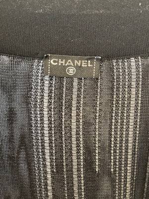 Chanel Black Top with Tie-Knot and CC Button Details Size FR 36 (UK 8)