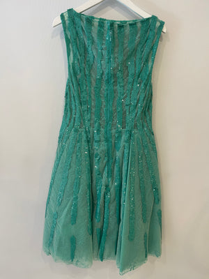 Zuhair Murad Turquoise Sequin Sleeveless Tulle Mini Dress Size IT 42 (UK 10)