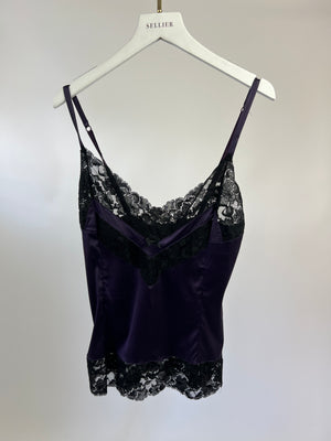 Dolce 
Gabbana Purple with Black Lace Detail Baby Doll Top IT 40 (UK 8)