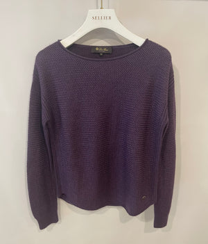 Loro Piana Purple Cashmere Jumper with Silver Logo Detail Size IT 38 (UK 6)