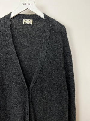 Acne Studios Grey Long Sleeve Fine Knit Button Down Cardigan with Pockets Size M (UK 10)