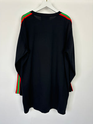 Gucci Navy Long Sleeve Cities Oversized Sweatshirt with Sequin Tiger Detail Size XS (UK 6)