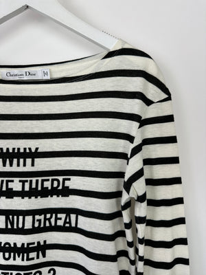 Christian Dior Navy 
White Striped Long Sleeve Top Size XS (UK 6)