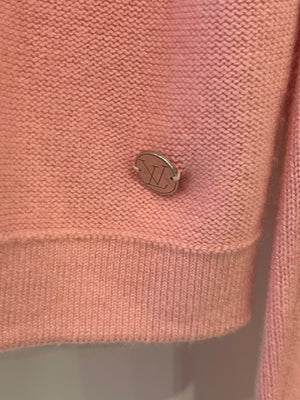 Louis Vuitton Baby Pink Cashmere Zipped Cardigan with Silver Logo Details Size XS (UK 6)