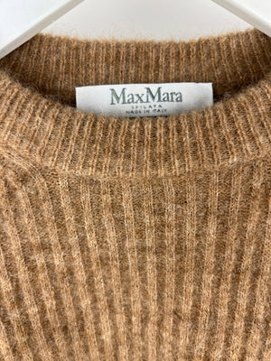 Max Mara Brown Long Sleeve Jumper with Padded Arm Detail Size S (UK 8)