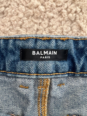 Balmain Blue Pleated Mini Denim Skirt Size FR 42 (UK 14) RRP £800