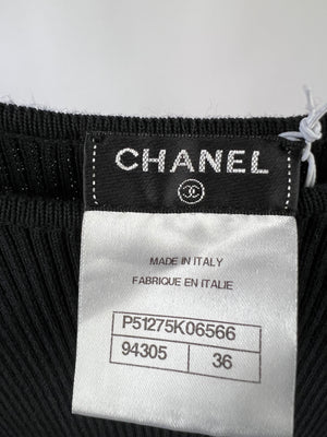 Chanel Black Knitted Mini Dress with CC Logo Detail FR 36 (UK 8)