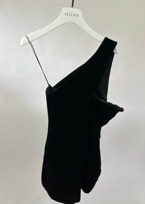 Saint Laurent Black One-Shoulder Velvet Mini Dress FR 38 (UK 10)