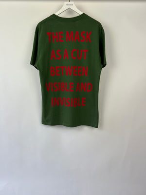 Gucci Menswear Khaki Over-Sized T-Shirt with Red Mask Logo Print Size M (UK 38)