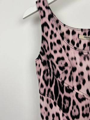 Roberto Cavalli Pink and black Denim Mini dress with Panel Detail Size IT 40 (UK 8)