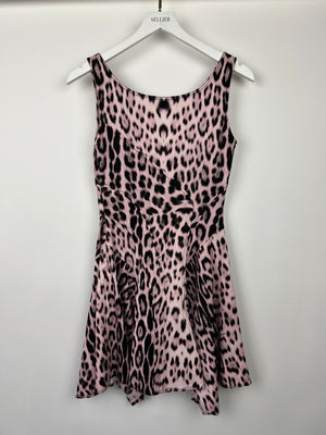 Roberto Cavalli Pink and black Denim Mini dress with Panel Detail Size IT 40 (UK 8)