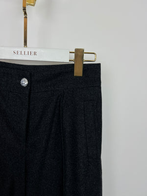 Chanel Charcoal High-Waisted Wool Trousers Size FR 34 (UK 6)