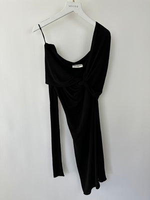 Saint Laurent Draped Asymmetric Mini Dress with Twist Front Detail Size FR 36 (UK 8) RRP £2900