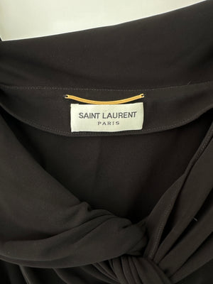 Saint Laurent Draped Asymmetric Mini Dress with Twist Front Detail Size FR 36 (UK 8) RRP £2900