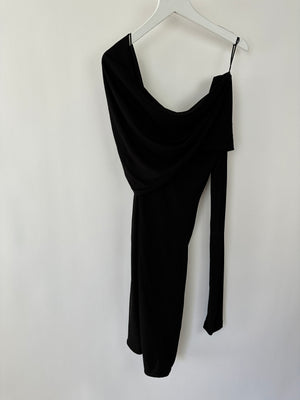 Saint Laurent Draped Asymmetric Mini Dress with Twist Front Detail Size FR 36 (UK 8) RRP £2900