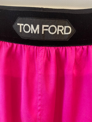 Tom Ford Hot Pink Silk Shorts with Logo Waistband Detail Size XS (UK 6)