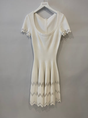 Alaia White Abstract Short-Sleeve Mini Dress Size FR 38 (UK 10)