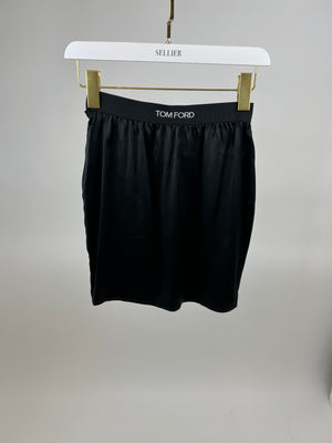 Tom Ford Black Silk Mini Skirt with Logo Detail IT S (UK 6 - 8)