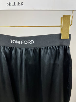 Tom Ford Black Silk Mini Skirt with Logo Detail IT S (UK 6 - 8)