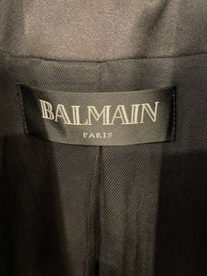 Balmain Black Blazer Jacket with Gold Buttons and Silk Trim Detail Size FR 38 (UK 10)