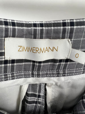 Zimmermann Grey, Black Check Double Breasted Jacket and Tailored Belted Trousers Set Size 0 (UK 6)