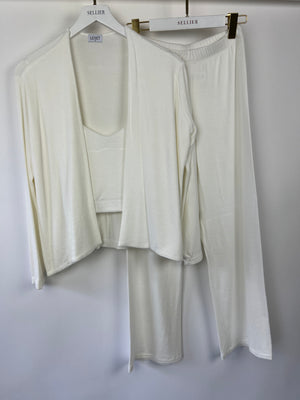 LESET Cream Lounge Camisole, Trousers and Cardigan Set Size XS/S (UK 6-8)