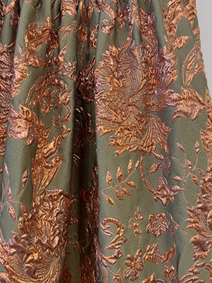 Alena Akhmadullina Green and Rose Gold Embroidered Floral Maxi Skirt Size M (UK 10)