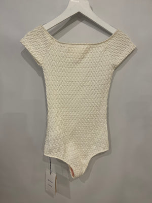 Bottega Veneta Cream Chevron Swimsuit Size IT 34 (UK 2) RRP £500