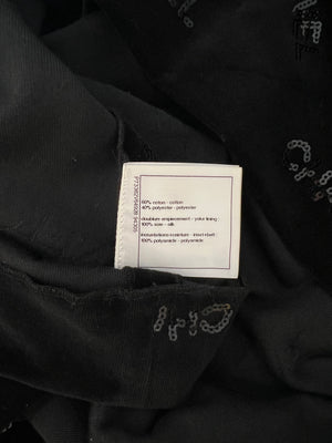 Chanel 22N Black Mini Suede Skirt With Sequin Logo Size FR 34 (UK 6)