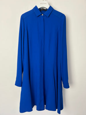 Versace Electric Blue Shirt Dress with Medusa Buckle Belt Size IT 42 (UK 10)