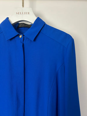 Versace Electric Blue Shirt Dress with Medusa Buckle Belt Size IT 42 (UK 10)