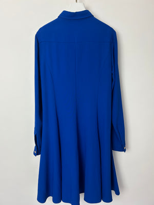 Versace Electric Blue Shirt Dress with Medusa Buckle Belt Size IT 42 (UK 10)
